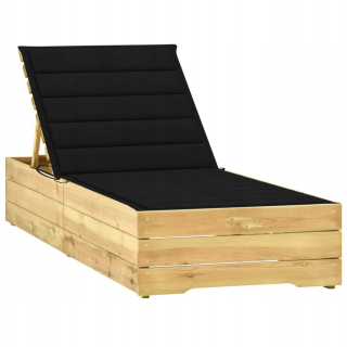 Záhradné lehátko - Vidaxl Deckchair s čiernym vankúšom, impregnované drevo