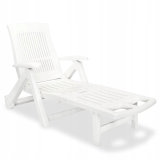 Záhradné lehátko - Vidaxl Deckchair s opálením na nohy, plastový, biely