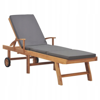 Záhradné lehátko - Vidaxl Deckchair s vankúšom, masívne drevo, tmavé