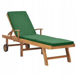 Záhradné lehátko - Vidaxl Deckchair s vankúšom, tuhé teke drevo, zelené