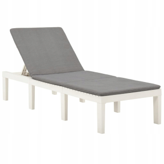 Záhradné lehátko - Vidaxl Deckchair s vankúšom, plastom, bielym