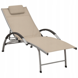 Záhradné lehátko - Vidaxl Plast Deckchair Textilene a hliník, krém