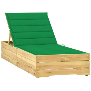 Záhradné lehátko - Vidaxl Deckchair so zeleným vankúšom, impregnované drevo