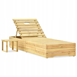 Záhradné lehátko - Vidaxl Deckchair so stolom, impregnovaný zelenou farbou