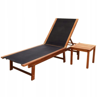 Záhradné lehátko - Vidaxl Deckchair so stolom, tuhé drevo Acacia a