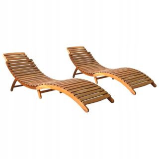Záhradné lehátko - Vidaxl Deckchairs, 2 ks, tuhé drevo Acacia Wood