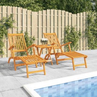 Záhradné lehátko - Vidaxl Terrace Deck Decklairs s nohami a stolom, pevné