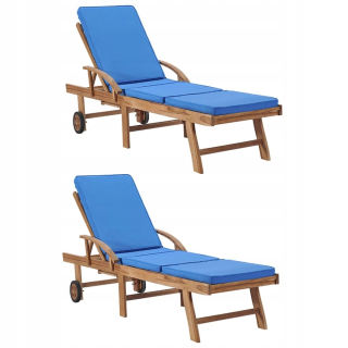 Záhradné lehátko - Vidaxl Deckchairs s vankúšmi, 2 ks, masívne drevo