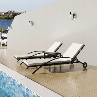 Záhradné lehátko - Vidaxl Deckchairs so stolom, Rattan PE, čierna