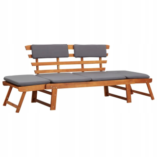 Záhradná lavica, lavička - Vidaxl Garden Couch 2-v-1 s vankúšom, 190 cm,