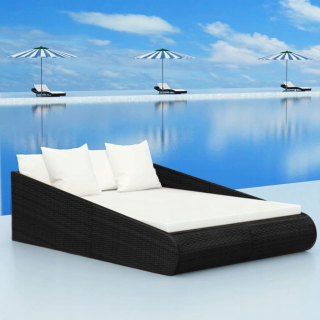 Záhradné lehátko - Vidaxl Garden Couch, Black, 201x139 cm, Ratta