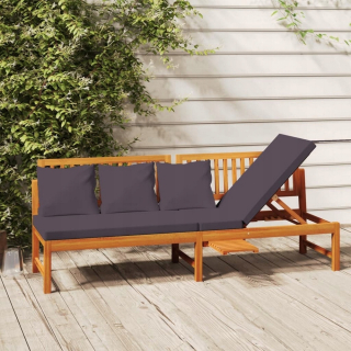 Záhradné lehátko - Vidaxl Couch so sivým vankúšom, 200x60x75 cm, lítium