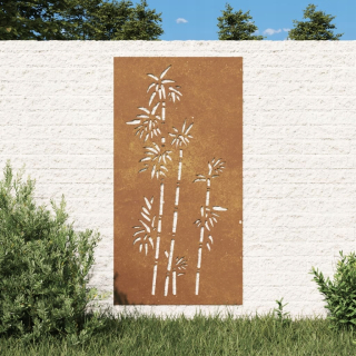 Záhradná súprava nábytku - Vidaxl Garden Wall Decoration, 105x55 cm, Korten Steel, Bamboo
