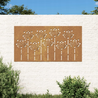 Záhradná súprava nábytku - Vidaxl Garden Wall Decoration, 105x55 cm, oceľ Korten, kvety