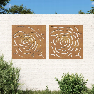 Záhradná súprava nábytku - Vidaxl Garden Wall Decoration, 2 Cz., 55x55 cm, Korten Steel