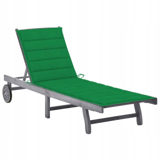 Záhradné lehátko - Vidaxl Garden Deckchair s vankúšom, sivé, masívne drevo