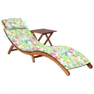 Záhradné lehátko - Deckchair s vankúšom a stolom, polystan, červená