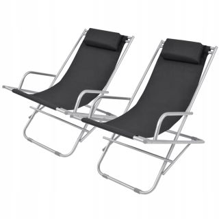 Záhradné lehátko - Vidaxl Fold -out Terrace Sun Lebss, 2 ks, oceľ, c