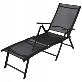 Záhradné lehátko - Vidaxl skladací hliníkový deckchair, čierny