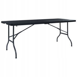 Záhradný stôl, stolík - Vidaxl skladací stôl, čierna 180x75x72 cm, hdpe,