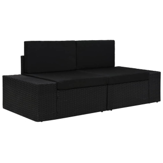 Záhradná lavica, lavička - Vidaxl Modular SofA 2-osobná, Rattan PE, čierna