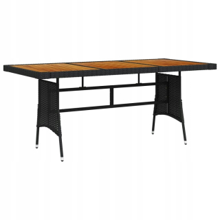 Záhradný stôl, stolík - Vidaxl Garden Table, Black, 160x70x72 cm, Rattan