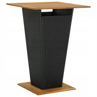 Záhradný stôl, stolík - Vidaxl Bar tabuľka, čierna, 80x80x110 cm, ratan