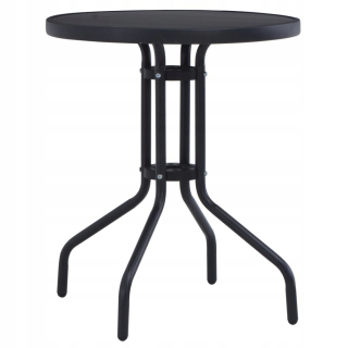 Záhradný stôl, stolík - Vidaxl záhradný stôl, čierna, 80 cm, oceľ a sklo
