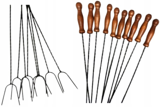 Grilovacie špajdle, ihly - Zadné vidlice sa drží oheň grilu 140 cm 10 ks!