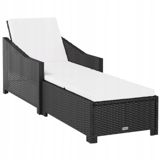 Záhradné lehátko - Pohodlné záhradné slnečné lôžko s čiernym vankúšom Rattan