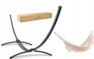 Záhradná hojdacia sieť hamak - XXL Steel Strong Frame + Boho 2-osobná hojdačka