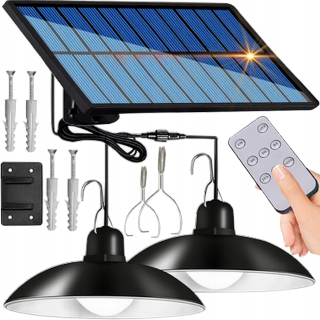 Uličná lampa - 2 x LED solárna lampa Závesná záhrada + diaľkové ovládanie