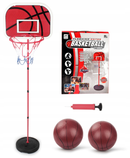 Basketbalové príslušenstvo pre deti - Basketbalová súprava do 175 cm basket pumpy + 2x guľa