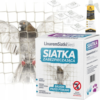 Repelent, plašič  pre zvieratá - SET BALKÓNOVÁ SIEŤ 8x3m PRE HOLUBY PROTI VTÁKOM MONTÁŽ BEZ VŔTANÍ