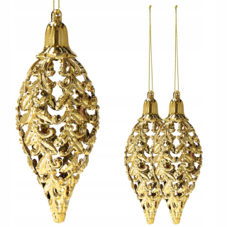 Zlaté prívesky vianočný stromček BAUBLES 16 cm 2 ks