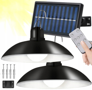 Záhradná závesná lampa - Dvojitý luster Solárna solárna lampa Solar + Pilot