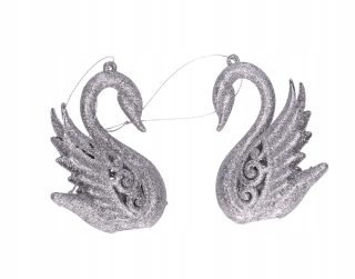 Swan Silver Glitter Pendants 2 ks