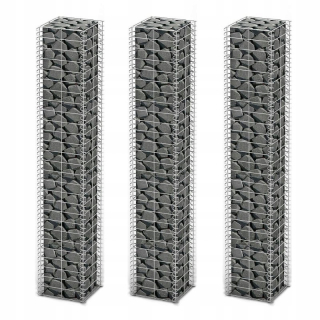 Gabion - Sada 3 gabionových košov, pozinkovaný drôt, 25x25x150 cm