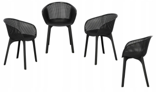 Záhradná stolička - Sada 4 stoličiek Dacun Black