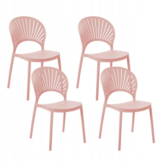 Záhradná stolička - Sada 4 stoličky jedál Pink Ostia