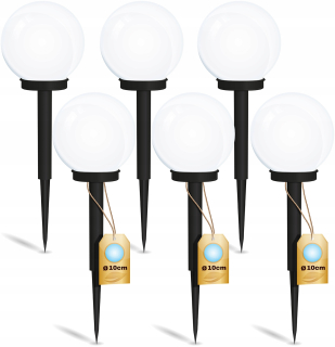 Solárna zapichovacia záhradná lampa - Set 6x LED záhradná lampa solárna biela guľa 10
