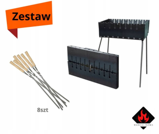 Gril na drevené uhlie - Set Grill 2 mm Coal Mangał + šampanské 8 ks