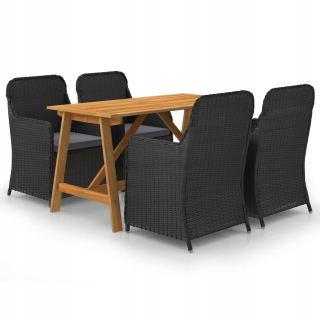 Záhradná zostava nábytku - Sada záhradného nábytku Vidaxl Wood Black 7 El.