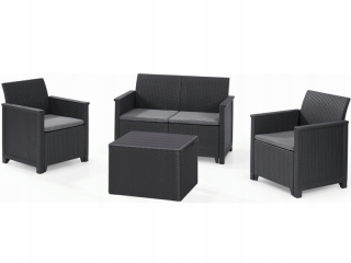 Záhradná zostava nábytku - Black Rattan Balkony Kit