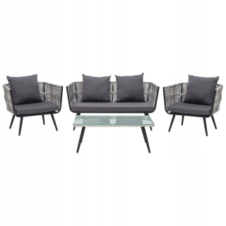 Záhradná zostava nábytku - Alma Garden Set Table Ø120cm a 4 stoličkové lano