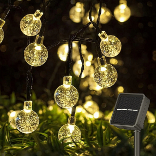 Záhradná závesná lampa - Vonkajšie solárne reťazové svetlá, 7,5 m 50 LED krištáľové gule, voda