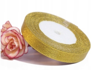 Zlatá brokátová stuha pre darčeky sviatky 1,5 cm