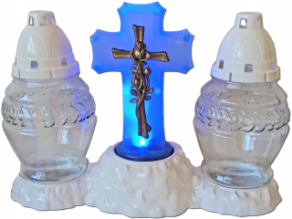 Znicz Duet Ecru set +LED kríž s batériami