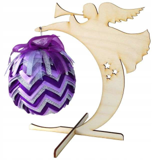 Drevená bauble stánok 13 cm anjel s trúbkou