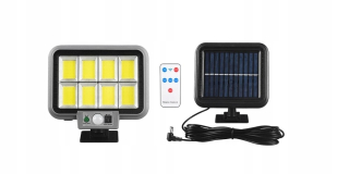 Uličná lampa - 8 LED COB halogénová solárna lampa s diaľkovým ovládaním